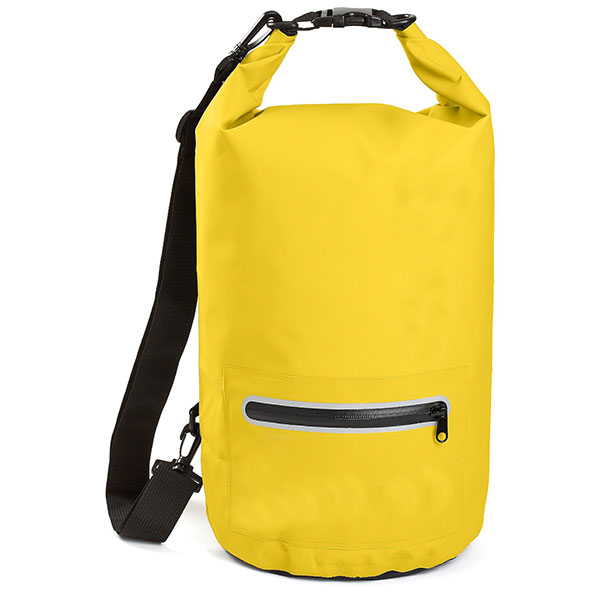 Waterproof Dry Bag with Exterior Zip Pocket Shoulder Strap and Reflective Trim