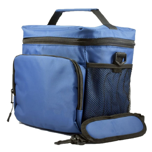 China Insulated Cooler Lunch Bag with Large Side Pockets Carry Handle and 48＂ Shoulder Strap Manufacturers