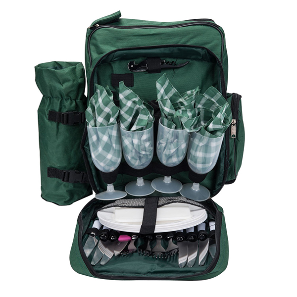 4 Person Picnic Backpack With Cooler Compartme