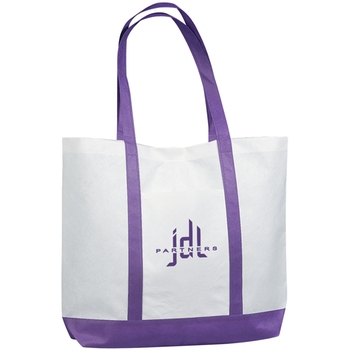 MT28 Non-Woven Boat-Style Promo Tote Bag with Colored Trim